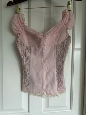 Seven7 Pale Pink Lace-Panel Camisole